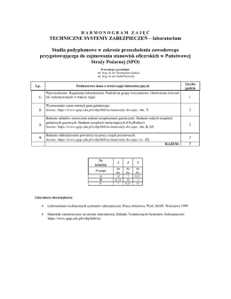 TECHNICZNE SYSTEMY ZABEZPIECZEŃ &ndash; laboratorium Studia