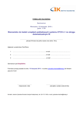 Stanowisko do badań urządzeń pokładowych systemu ETCS L1 na