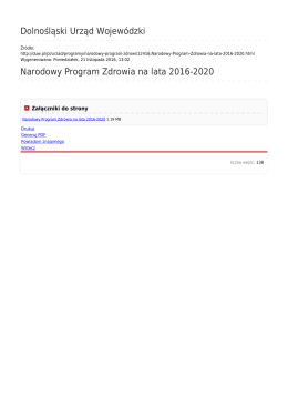 Dolnośląski Urząd Wojewódzki Narodowy Program Zdrowia na lata