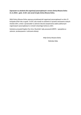 Zapraszam na szkolenie dla organizacji pozarządowych z terenu