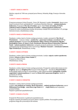 Szczegółowy program wyjazdu