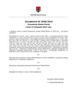 Zarządzenie Nr 2648/2016