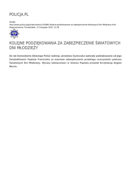 policja.pl kolejne podziękowania za zabezpieczenie światowych dni