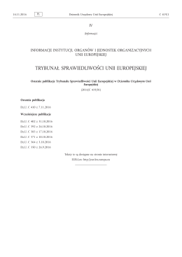 Ostatnie publikacje Trybunału Sprawiedliwości Unii