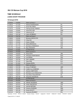 ISU CS Warsaw Cup 2016 TIME SCHEDULE