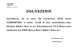 20161118ogloszenie - Urząd Gminy Siedlce