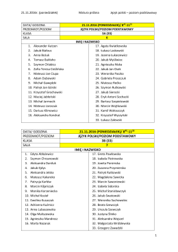 Matura próbna – 21.11.2016 r. (poniedziałek) – język polski