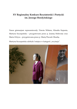 XV Regionalny Konkurs Recytatorski i Poetycki im