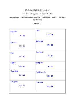 KALENDARZ SZKOLEŃ rok 2017 Sanitarne Przygotowania Zwłok