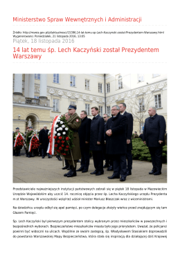14 lat temu śp. Lech Kaczyński został Prezydentem Warszawy