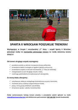 sparta ii wrocław poszukuje trenera!