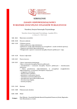 W REŻIMIE DYSCYPLINY FINANSÓW PUBLICZNYCH ZASADY
