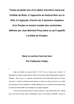 Textes produits lors d`un atelier d`écriture mené par