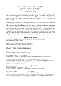 Programme détaillé et textes - Academie de Musique et d`Arts Sacres