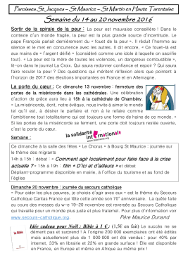 Semaine du 14 au 20 novembre 2016