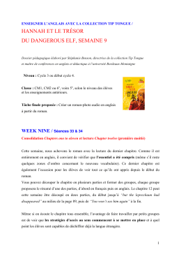 Fiche p&eacute;dagogique &ndash; semaine 9