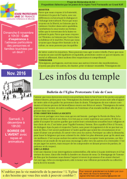 Bulletin paroisiale de novembre 2016