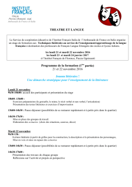THEATRE ET LANGUE Programme de la formation (1 partie) 21 et