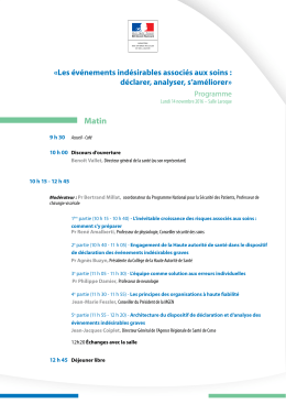 Programme du colloque du 14 novembre 2016