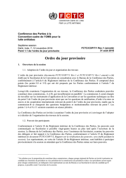 Ordre du jour provisoire