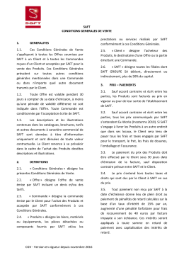 SAFT CONDITIONS GENERALES DE VENTE CGV