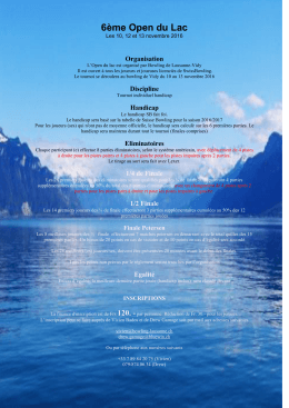 1er Open du Lac - Bowling de Lausanne-Vidy