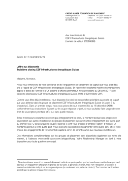 Aux investisseurs de CSF Infrastructures