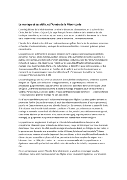 161113 Le mariage et ses d&eacute;fis et l`Ann&eacute;e de la Mis&eacute;ricorde