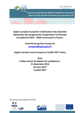 Appel à projet - Europe en France, le portail des Fonds européens