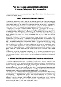 Pour une r&eacute;ponse communiste r&eacute;volutionnaire &agrave; la crise d