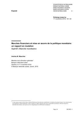 Marchés financiers et mise en oeuvre de la politique monétaire: un