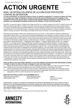 Iran: UN D&Eacute;TENU EN GR&Egrave;VE DE LA FAIM POUR PROTESTER
