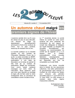 Volume 11, numéro 1 / 29 août 2007