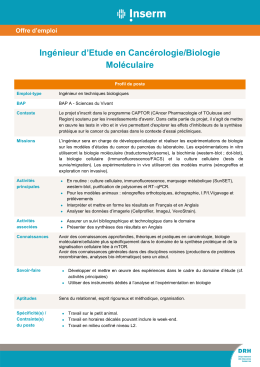 Ingénieur d`Etude en Cancérologie/Biologie Moléculaire