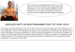 QUELQUES MOTS DE MON PROGRAMME POUR TOI, POUR NOUS :