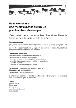 Nous cherchons un.e m&eacute;diateur.trice culturel.le pour la suisse