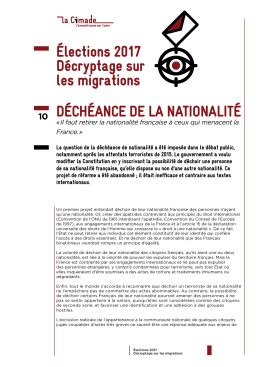 DéChéanCe De la nationalité Élections 2017