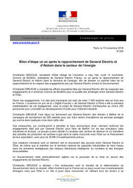 Bilan d`&eacute;tape un an apr&egrave;s le rapprochement de General Electric et d