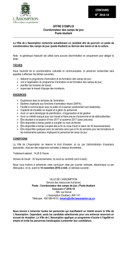 Offre d`emploi - Ville de L`Assomption