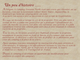 Histoire du camping  - Camping Fontaine Vieille