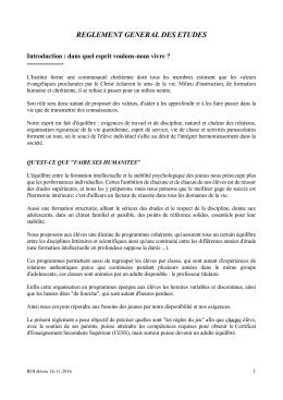télécharger le règlement des études et le règlement d`ordre intérieur