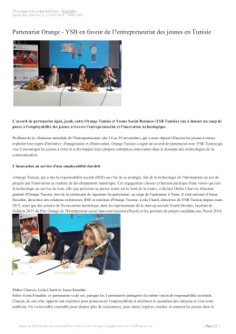 Partenariat Orange - YSB en faveur de l?entrepreneuriat