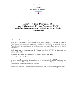 Avis - Autorit&eacute; de la concurrence