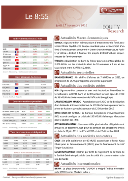 Le 08h55 - Bourse de Casablanca
