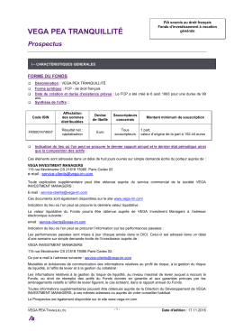 Prospectus VEGA 12 mois - Vega Investment Managers