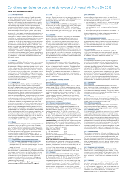 Conditions g&eacute;n&eacute;rales de contrat et de voyage d`Universal Air Tours
