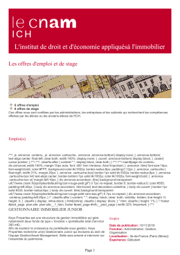 Cnam - ICH - Les offres d`emploi et de stage