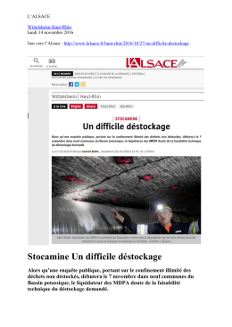 Stocamine Un difficile d&eacute;stockage
