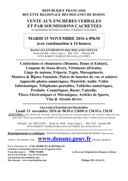 VENTE AUX ENCHERES VERBALES ET PAR