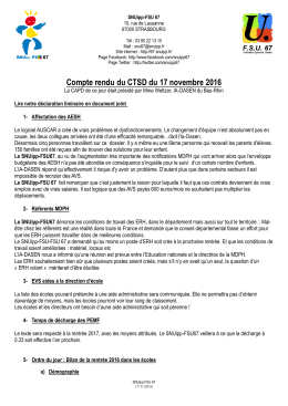 Compte rendu du CTSD du 17 novembre 2016 - SNUipp